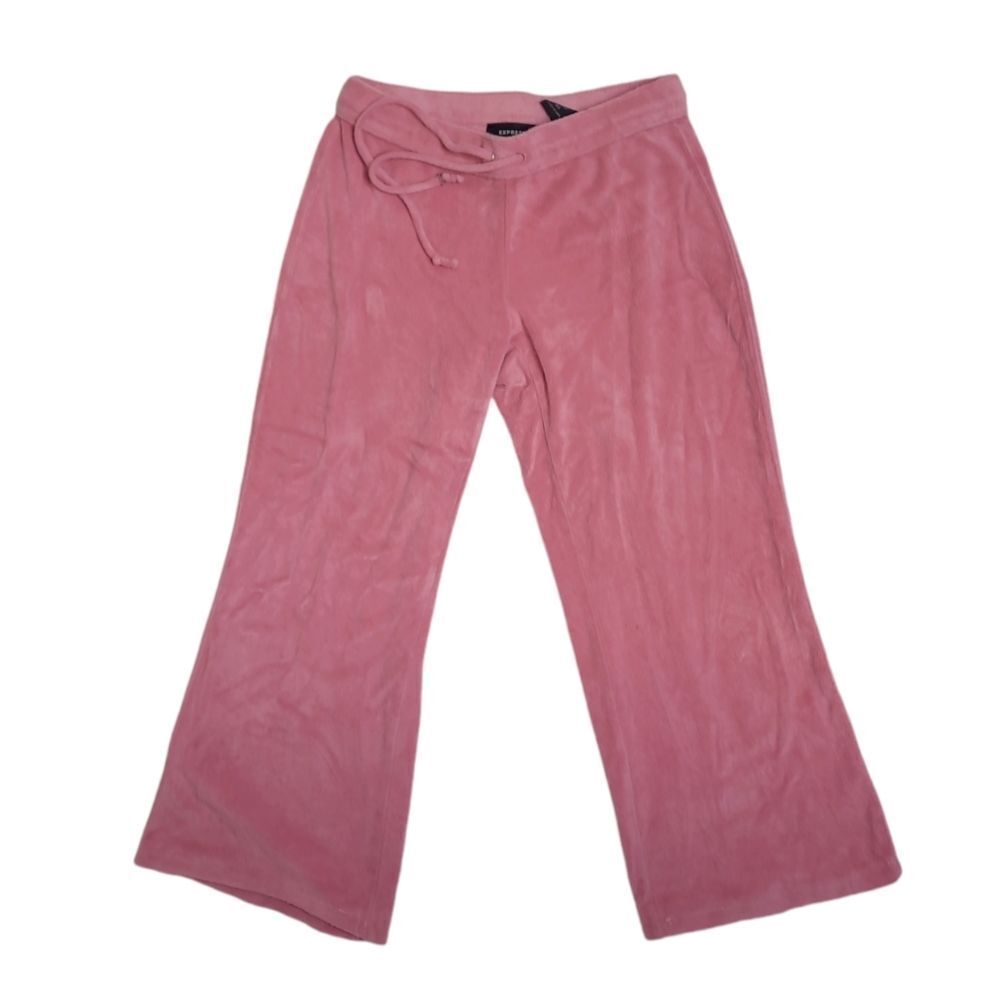 Y2K Express pink terry cloth cropped capri drawstring Barbiecore pants‎ XS